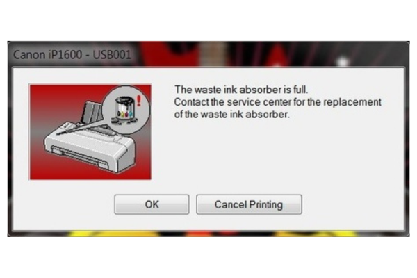 Canon Pixma Ink Absorber Full Error Message
